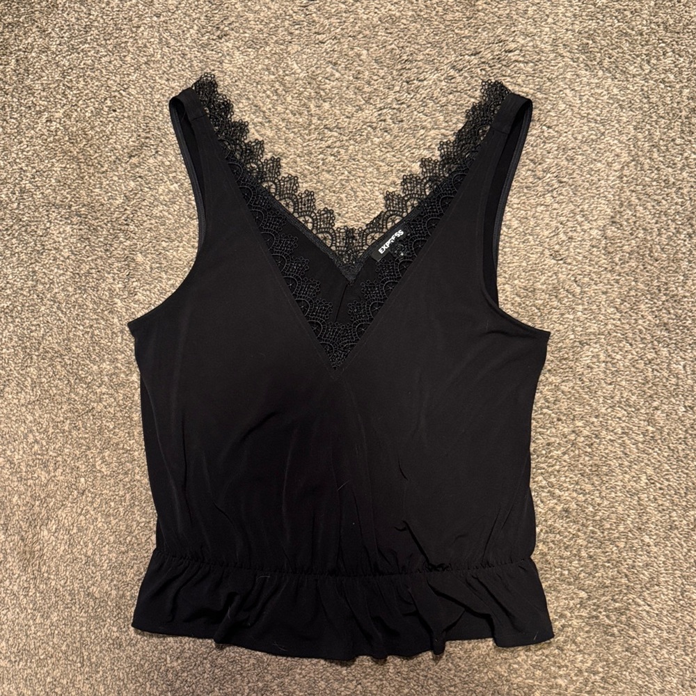 Express Black Lace Trim Blouse